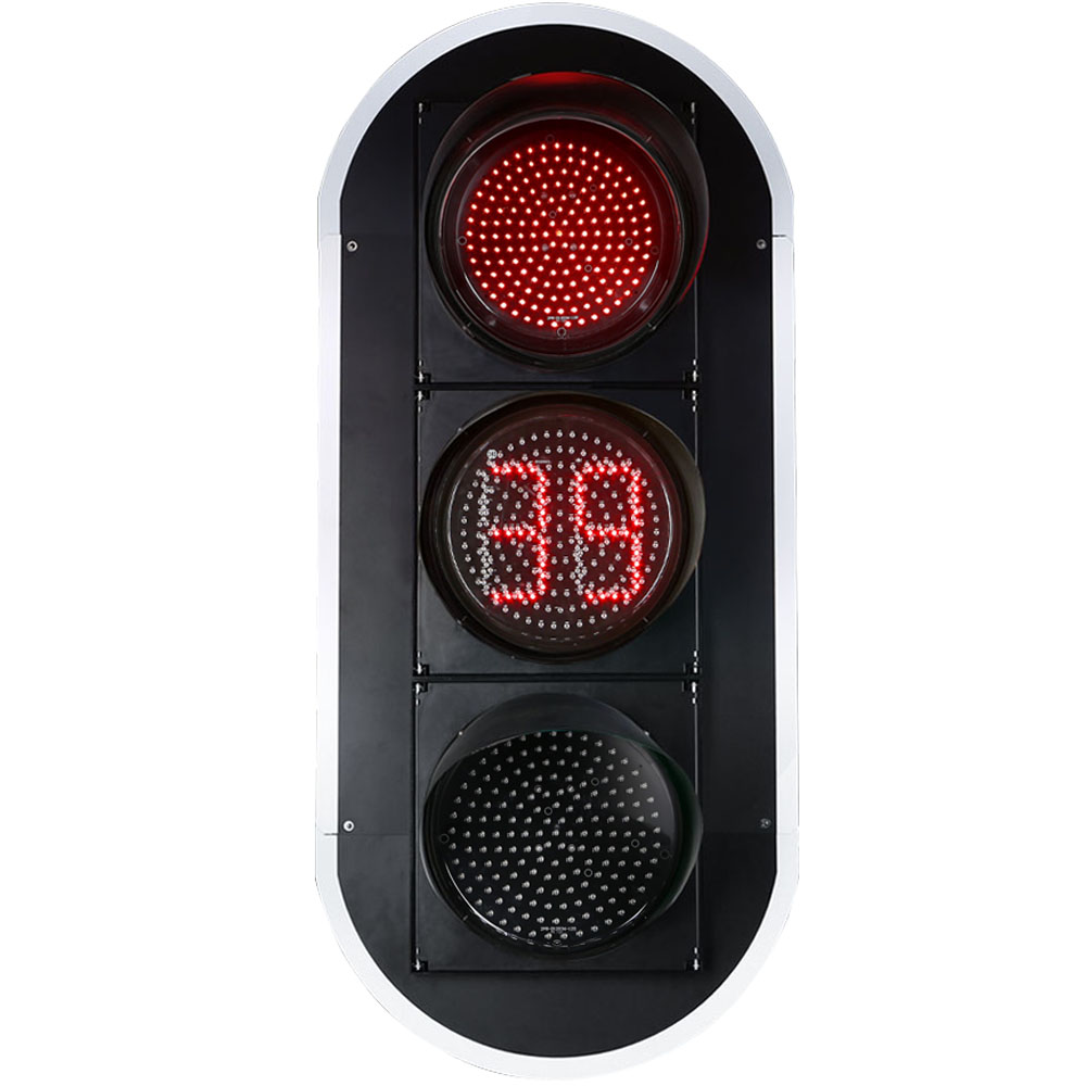 Semáforo de bola cheia vermelho/amarelo/verde de baixa potência com temporizador de contagem regressiva