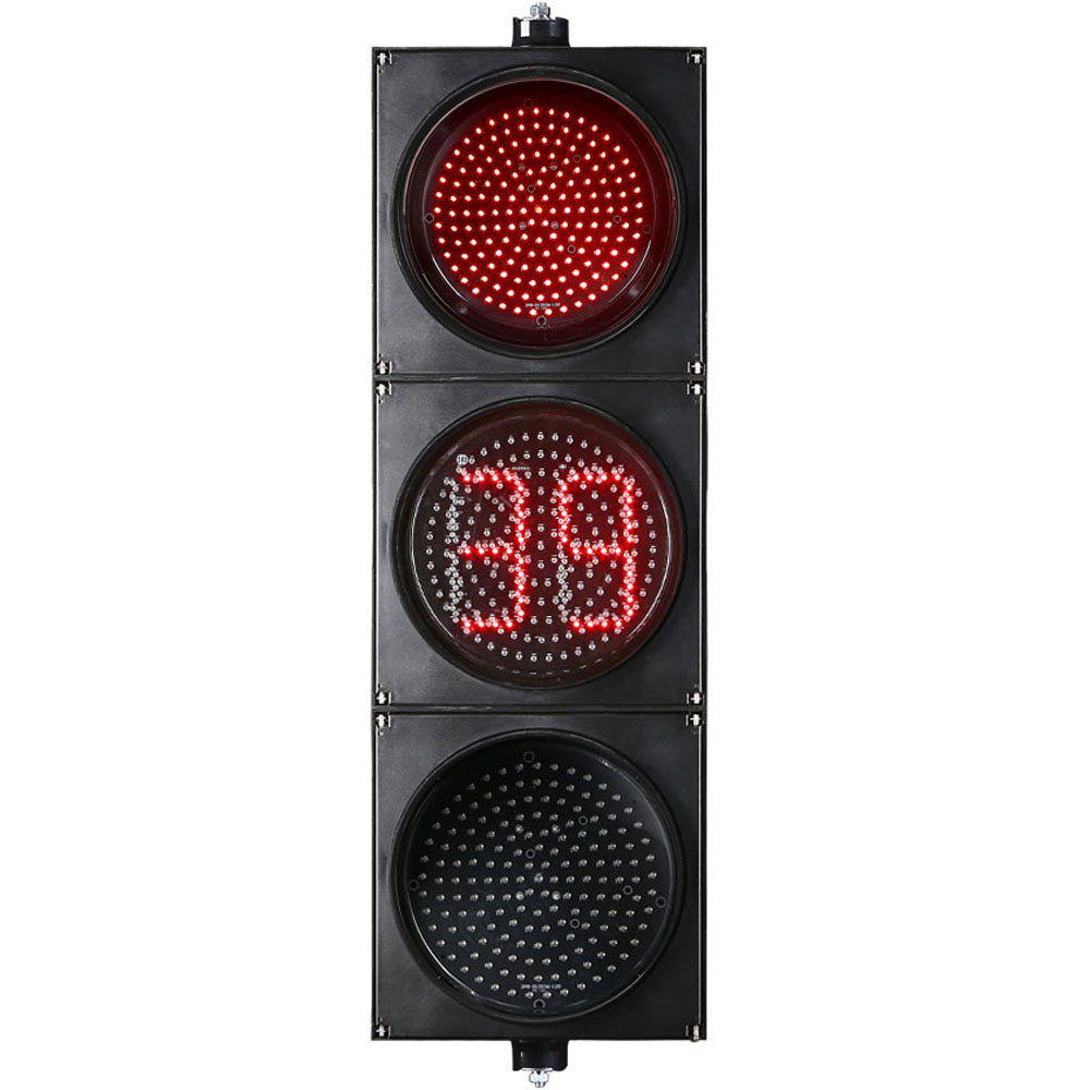 Semáforo de bola cheia vermelho/amarelo/verde de baixa potência com temporizador de contagem regressiva