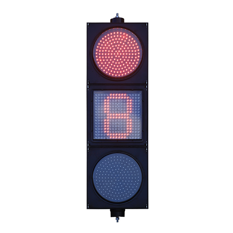 Semáforo de esfera completa vermelho/amarelo/verde de baixa potência com contagem regressiva de matriz de pontos