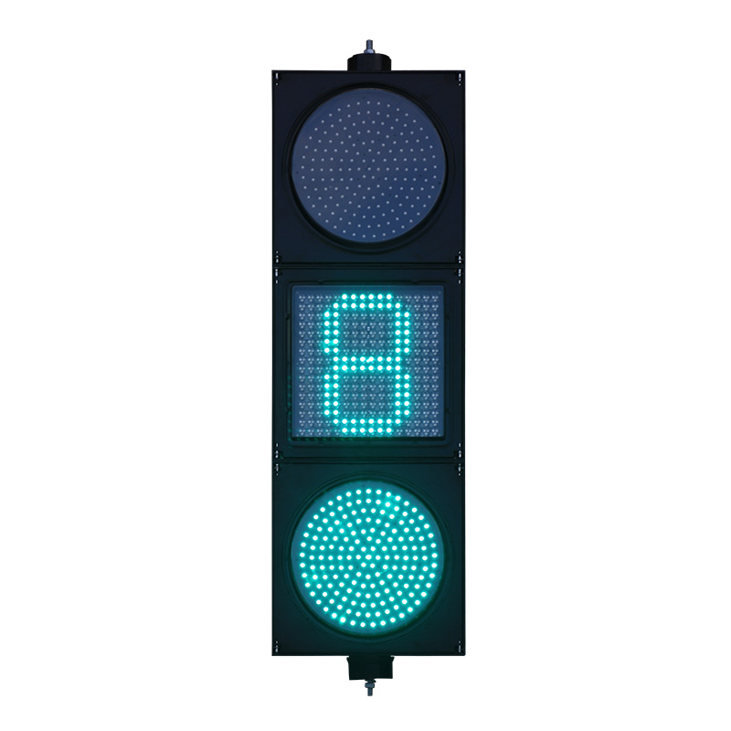 Semáforo de esfera completa vermelho/amarelo/verde de baixa potência com contagem regressiva de matriz de pontos