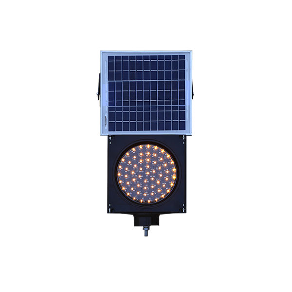 Luz amarela intermitente alimentada por energia solar